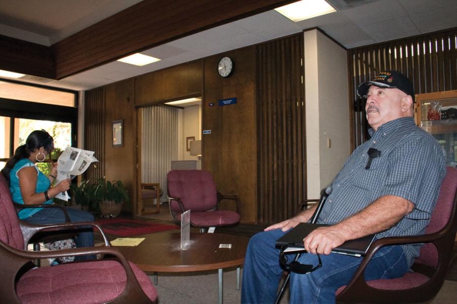 Henry Garcia, president of the abilities club, in the lobby of the  current administration building.