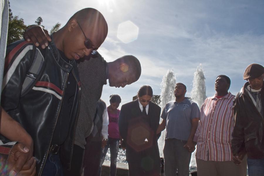 Prayer group gathers around the FCC main foutain on Wednesday, Oct. 20, 2010.  The Prayer group has been gathering since the beginning of Spring 2010.