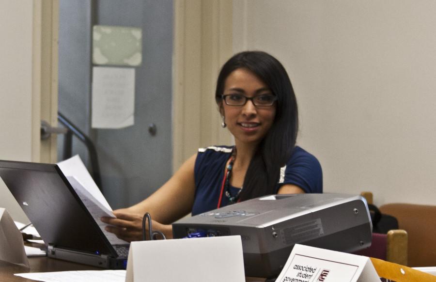 ASG president Cindy Quiralte during a student senate meeting on Aug. 30.