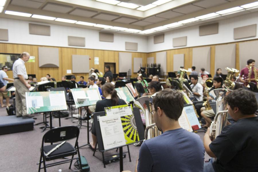 Dale Engstrom teaches Symphonic Band at FCC. Due to the budget cuts, students are forced to crowd the few classes that are now available