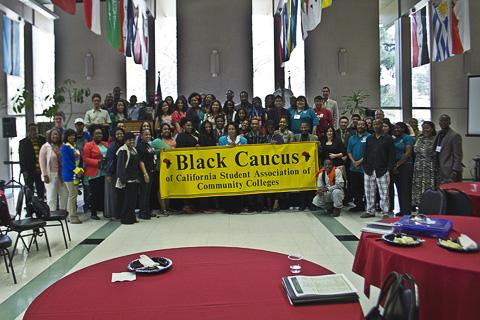 The attendees and speakers of the Black Caucus Leadership Conference gather together for a group photo during their luncheon on Feb. 16. 