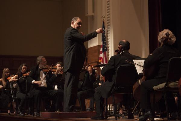 The Fresno City College Community Orchestra being lead by conductor Jeffrey Sandersier on April 23, 2013 in FCCs Old Administration Building. (Photo/Darlene Wendels)