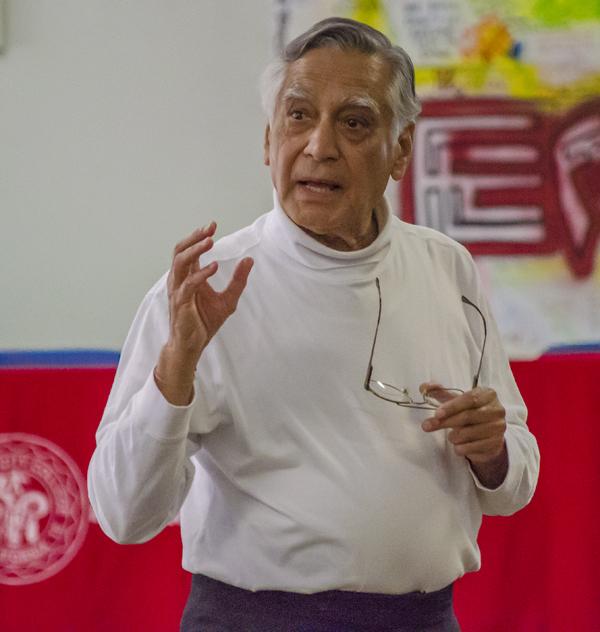 California State University Professor Dr. Sudarshan Kupoor lectures Fresno City College students on the essentials of Hinduism and whether various spiritual paths lead to experiencing God at Fresno City College, Wednesday April 24, 2013. (Photo/Michael Monroy)