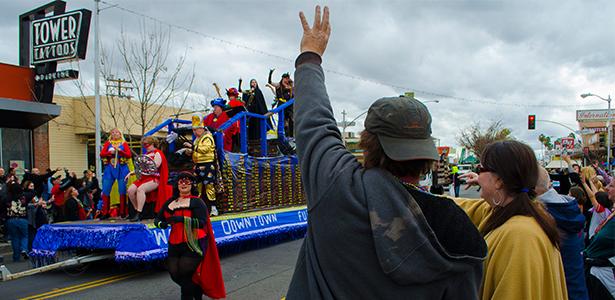 Mardi Gras in Fresno Tower District 