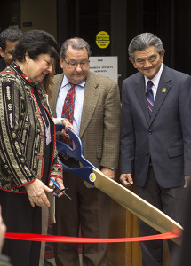 FCC President Tony Cantu is joined by other administrators during the ribbon cutting ceremony for the opening of the Veteran Resource Center on Jan. 28, 2015. Photo/Ramuel Reyes