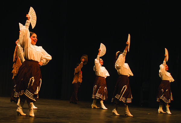 The Fresno City College’s Folklorico group dancing during Noche De Danza Mexicana on Saturday, April 25, 2015 at the Fresno City College Theatre.