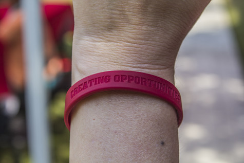 A "Creating Opportunities" wristband being sold by the State Center Community College Foundation. All proceeds from wristband sales will go towards the scholarship fund in Tony Cantu's name