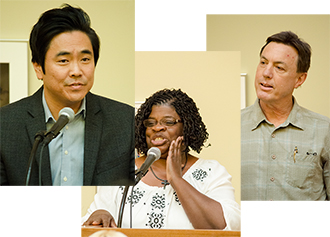 (L to R) Lee Herrick, Pearl Mangum and Micheal Roberts. 