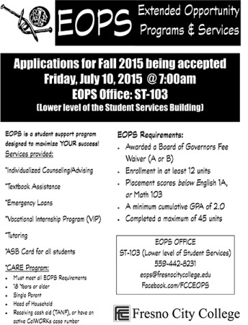 EOPS Applications for Fall 2015 being accepted July 10