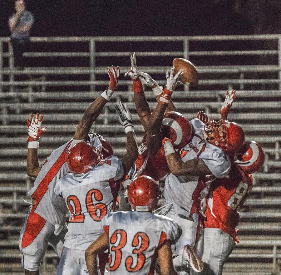 Fresno City College Wide Reciever, James Whitfield, goes for a last second hail mary pass against City College of San Francisco in a 39-34 loss at Ratcliffe Stadium, Saturday Sept. 19, 2015. 