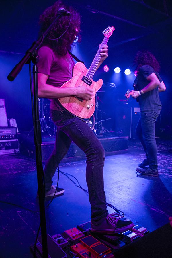 Stolas’ vocalists and guitarists Jason Weiche and Sergio Medina at Strummer’s, Fresno, Aug. 27.