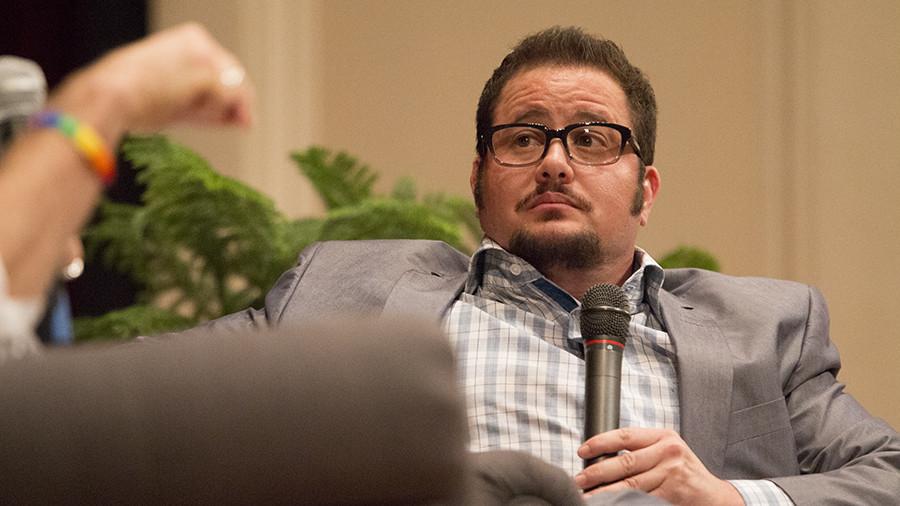 Chaz Bono at the Fresno City College auditorium.