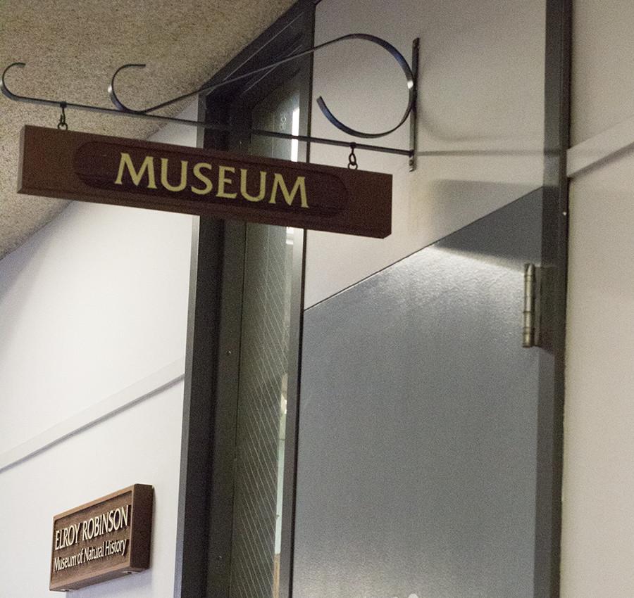 The door to the biology museum where an antique leopard skin went missing on Oct. 16. 
