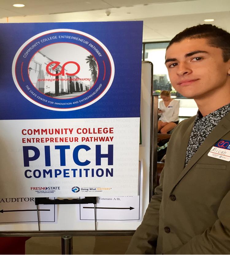 Fresno City College freshman, Micah Chaffin wins the Fresno State Lyles Center CCEP Pitch Competition on Friday, Sept. 25, 2015. 