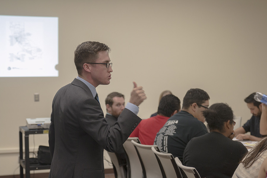Associated Student Government Student Trustee, Cody Sedano speaks to the ASG at their meeting on Oct. 27, 2015. 
