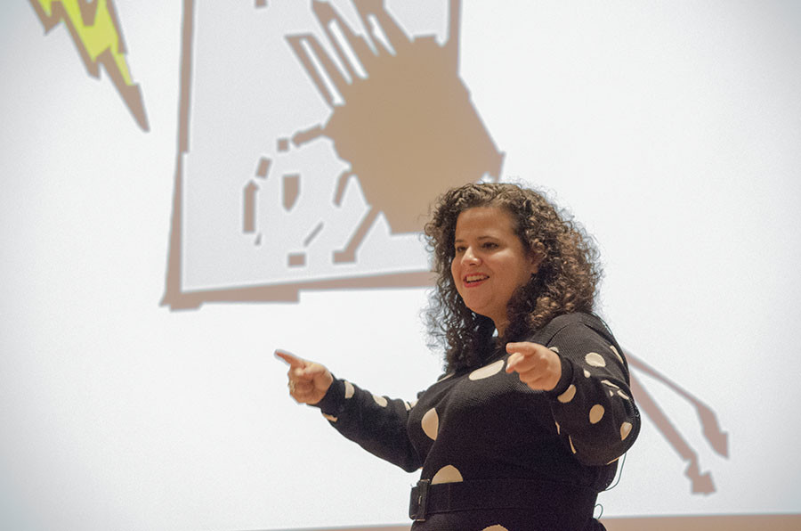 Jaclyn Friedman speaking at theFresno City College Auditorium on Nov. 3. 