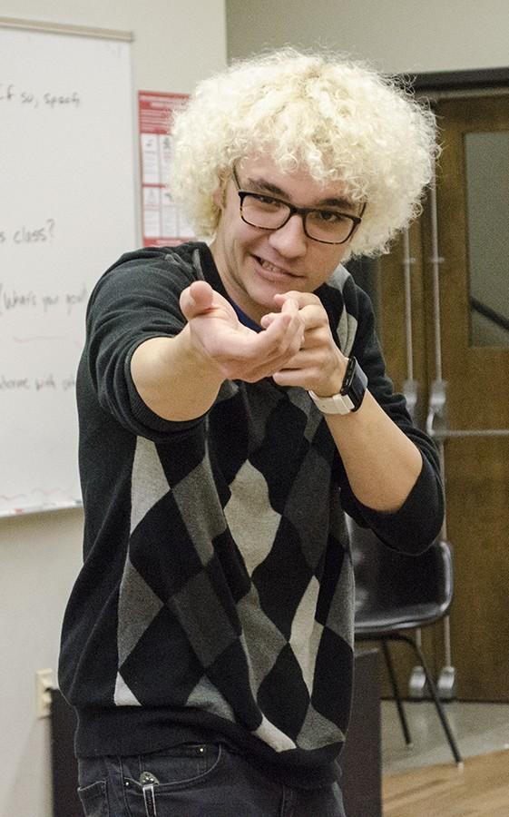Caleb Wilson gives an improv performance during auditions for the Fresno City College Improv Team, Thursday, Jan. 21, 2016. 