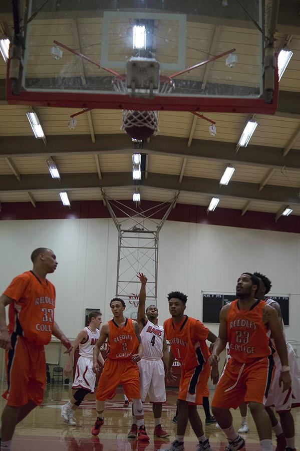 Aaron Cameron makes a  free throw attempt against Reedley College on Saturday, Jan. 16, 2016. The Rams won against Reedley College 113-68.