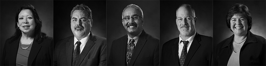 Fresno City College presently has five interims in its top positions. From left to right: Cynthia Azari, interim president, Don Lopez, interim vice-president of instruction, Rojelio Vasquez, interim vice-president of student services, Sean Henderson, interim dean of student services and Lydia Anderson, interim dean of business.