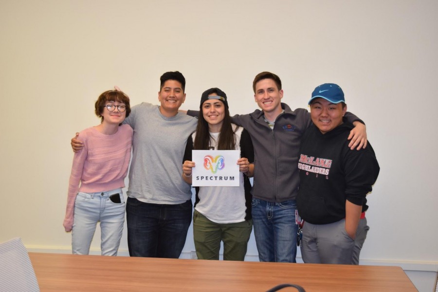  LGBTQ Spectrum Club members from left to right: Treasurer Adri Almaguer, Vice President Kristen Lopez, President Cody Sedano and Secretary Roger Her. March 14, 2016.