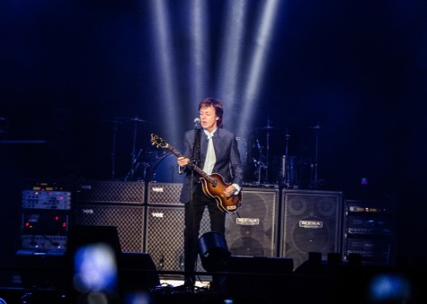 Paul McCartney performing "A Hard Day's Night" during his show at the Save Mart Center in Fresno, Calif. on April 13, 2016.