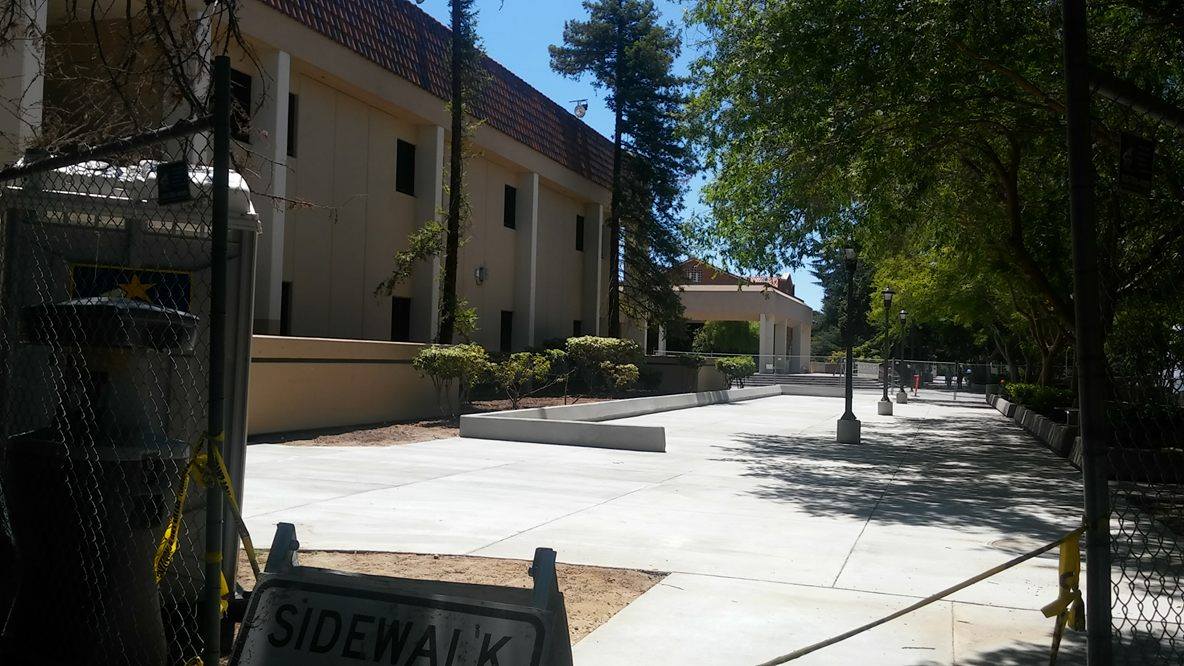 The north side of the Language Arts building is seeing remodeling of the walkway between it and the eastern quad area near the campus mall at Fresno City College.