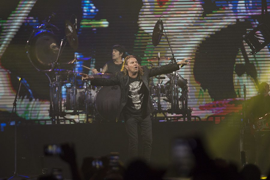 Fher Olvera, lead singer of the band Mana, performs at the Save Mart Center on Sept. 20, 2016. Photot Larry Valenzuela