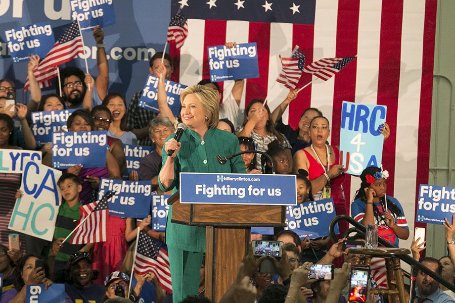 Hillary+Clinton+campaigns+during+the+primaries+at+Edison+High+School+in+southwest+Fresno+on+June+4%2C+2016.+