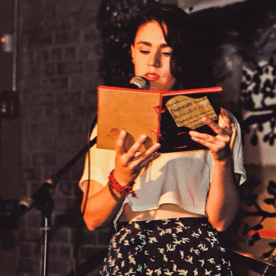 Mireyda “Mia” Barraza Martinez reads poetry. She was a poetry student at Fresno State and taught a poetry workshop there according to the university’ Master of Fine Arts spokesperson.