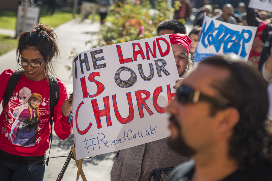 Protesters gathered at Fresno City College on Nov. 17 to stand in solidarity with those against the North Dakota Access Pipeline.