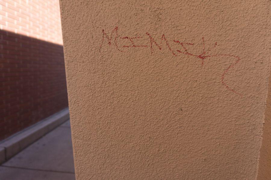 A remnant of graffiti on the FCC campus found on Friday, March 17, 2017