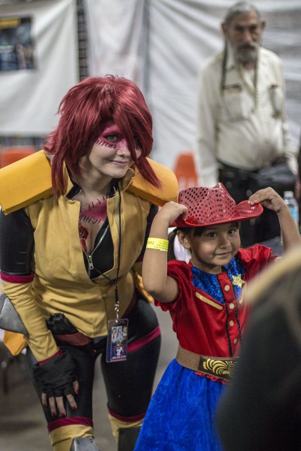 Wynsom Rose, dressed up as Zombina from the anime Monster Musume, poses for a photo with fan Khloe McBride at Ani-Me Con at the Fresno Fairgrounds on March 18, 2017. Photo/ Larry Valenzuela