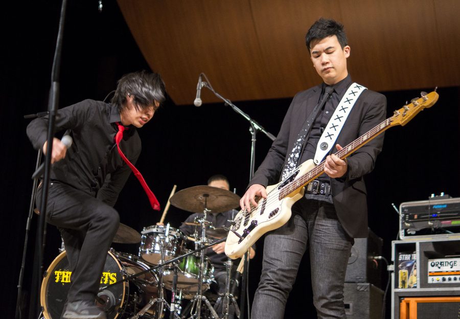 The Slants perform in the Old Administration Building Auditorium at Fresno City College on April 4, 2017.