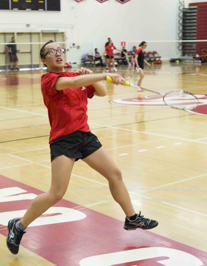 Erin Vang keeps Birdie in play against  CCSF on April 4, 2017. Photo/ Ram Reyes