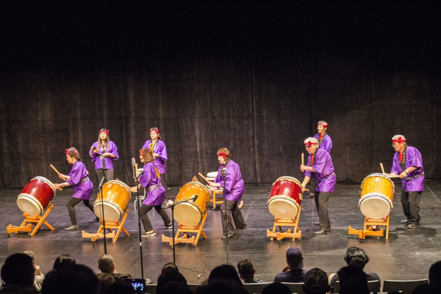 Clovis Heiwa Taiko performs at the Asian Celebration Show in FCC Theater on Friday, March 31, 2017