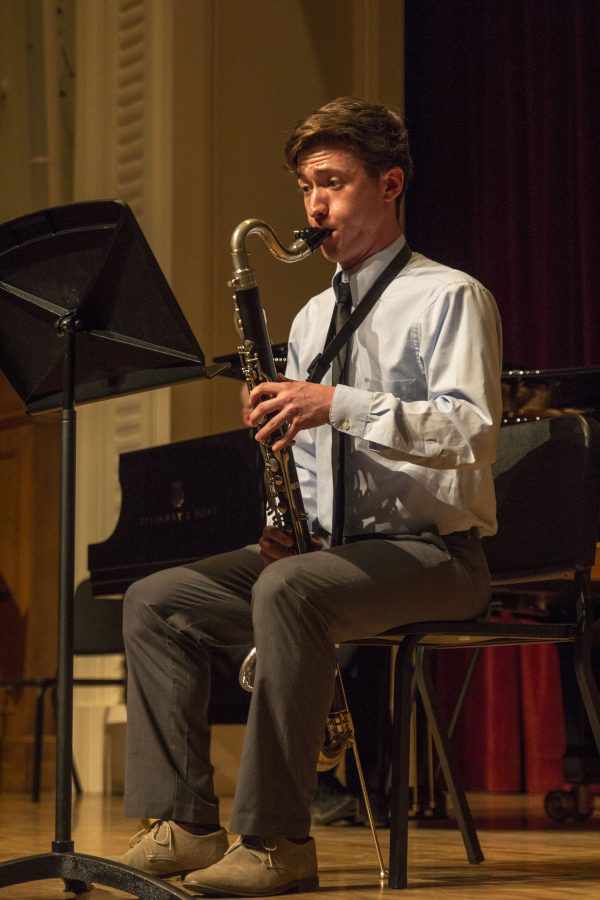 Tanner OBrien performs Henry Eccles Sonata in G Minor for the Student Recital on Tuesday, April 4, 2017 in the OAB Auditorium. 