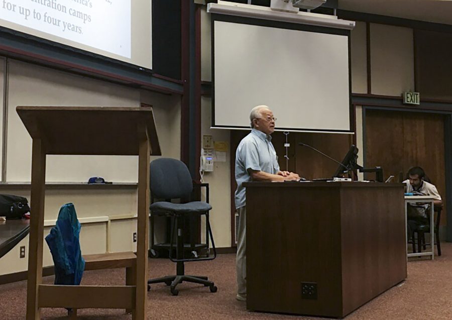 Sab Masada recalls his internment during World War II in FH-101 on Tuesday, April 4, 2017