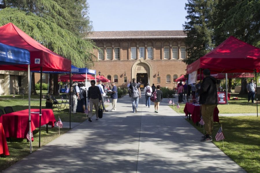 A veterans resource fair was held on Wednesday, April 5, 2017 in front of the Old Administration Building at Fresno City College.