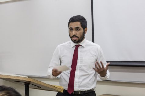 Zachariah Rodrigues gives a speech on the perception of art at the music/speech building on April 19, 2017. Rodrigues took part and won a cash prize in the intramural speech ontest at FCC.