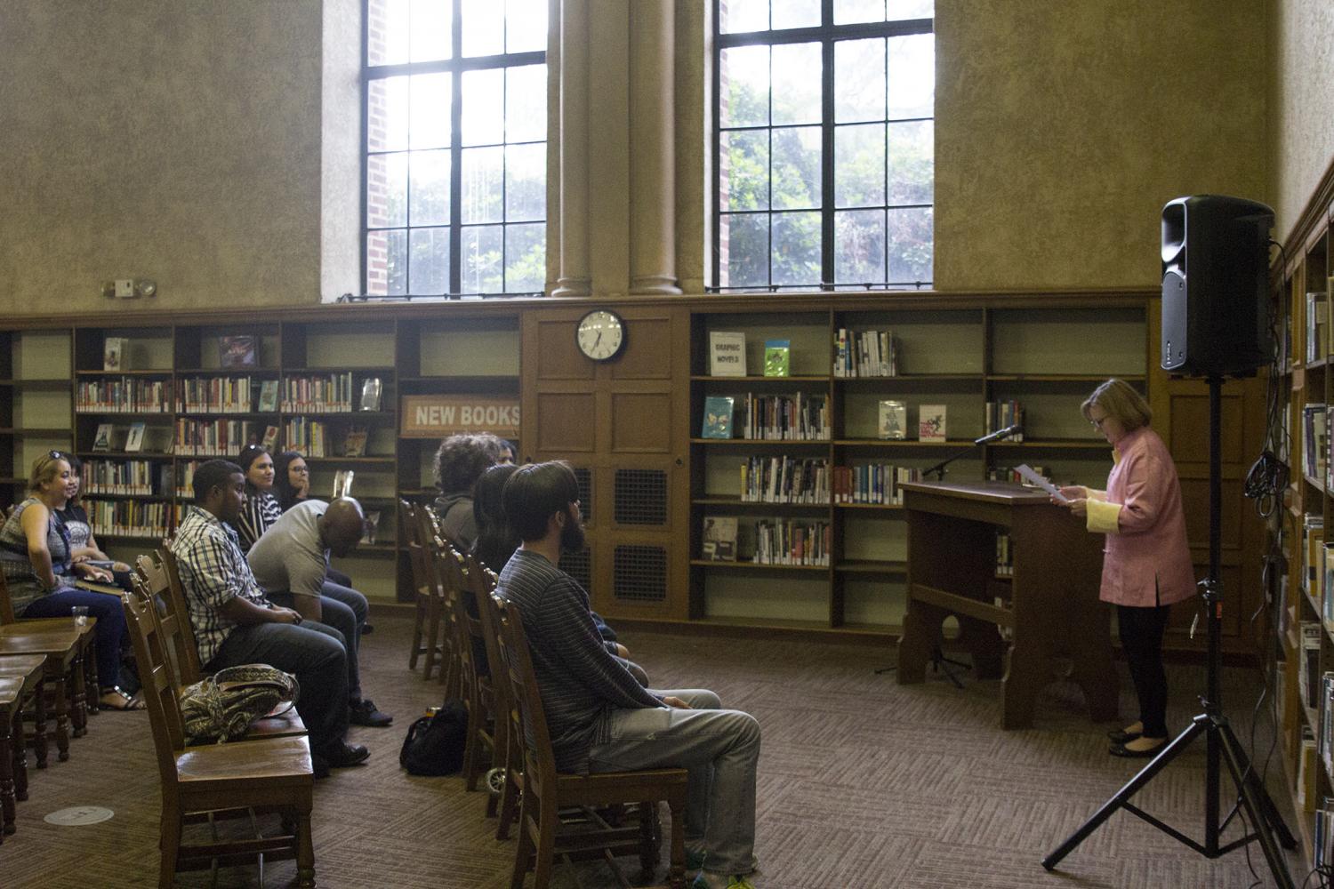 Librarian and Friends of the Library member Donna Chandler Hosts Poetry Slam in the FCC Library on April 25, 2017