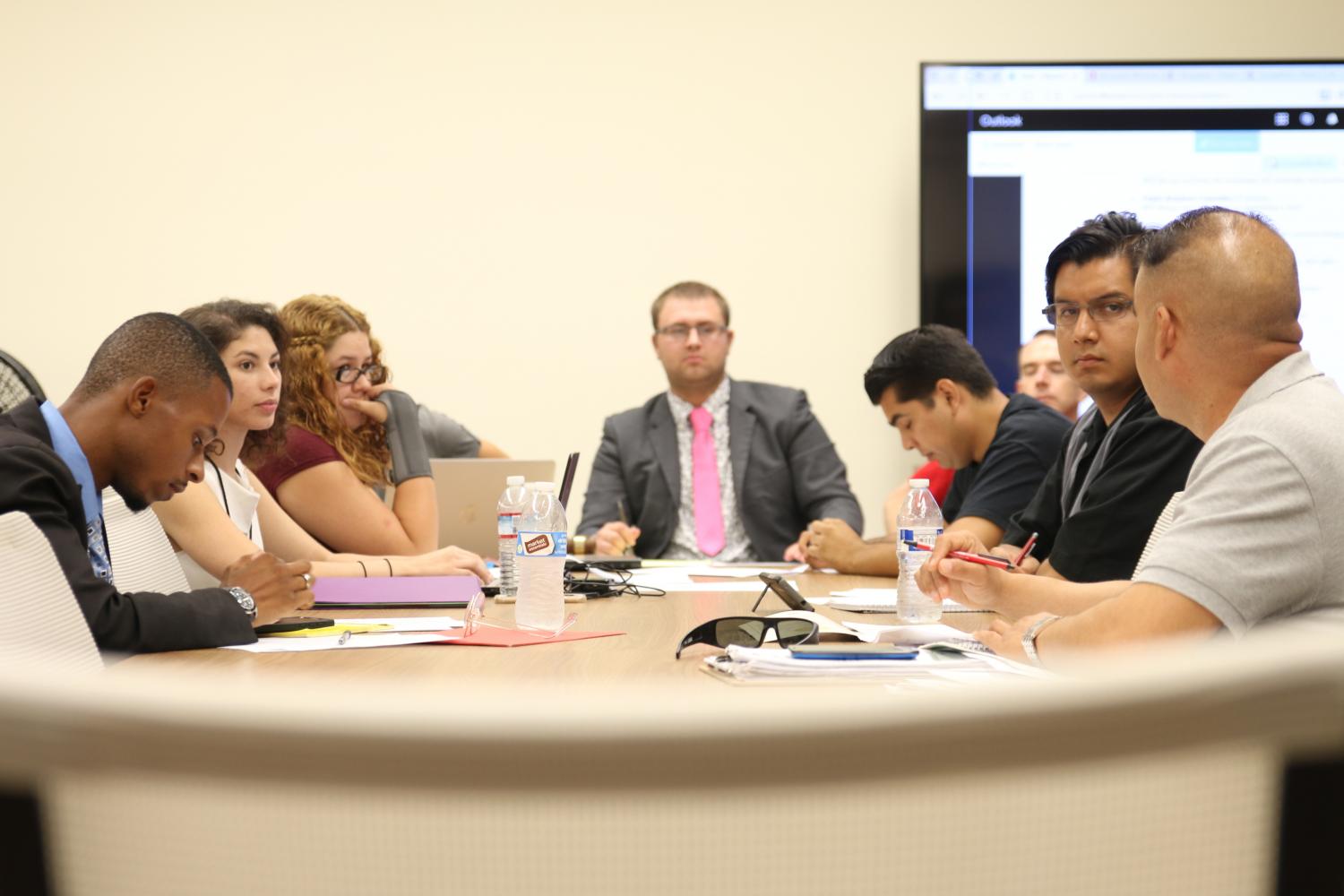 Associated Student Government attending thier first meeting of the semester. This meeting was reserved for students to address the Associated Student Senate on any concerns theyve had. Held at the Student Chambers on Tuesday, Aug 29, 2017.