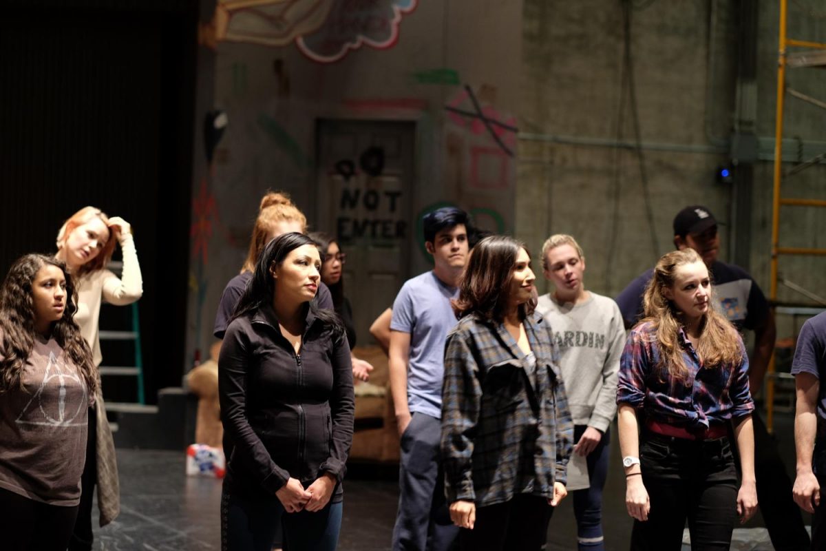 Cast of American Idiot practicing during rehearsals 