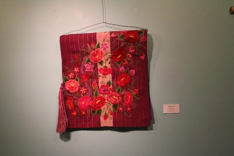 A handmade rebozo from Chiapas, Mexico on display at Fres.co during the first day of the Rebozo Revival Festival on Monday, September 25, 2017 