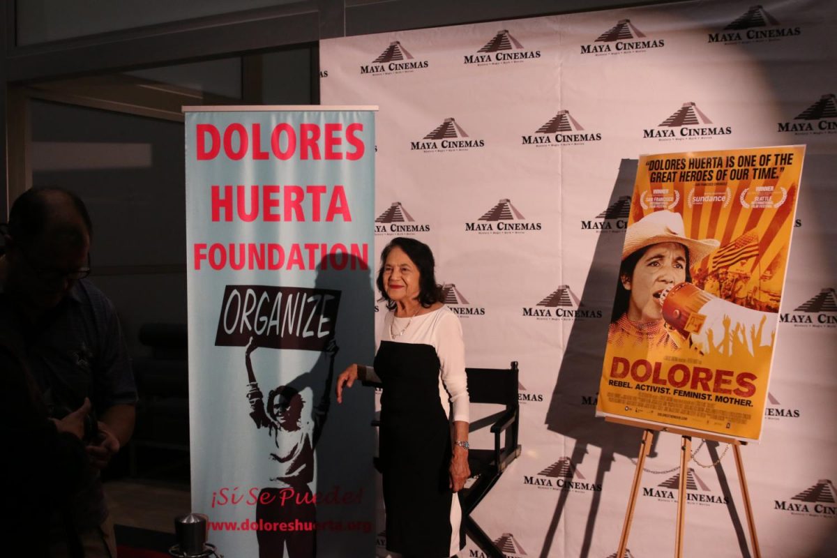 Dolores Huerta mingles with fans at Maya Cinema in Fresno