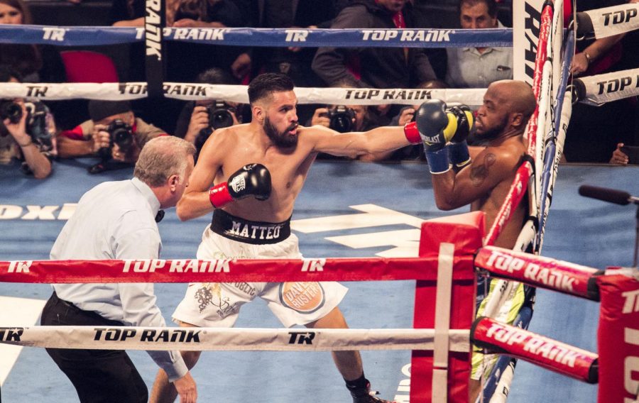 Valley native super-lightweight boxer Jose Ramirez lands a jab on opponent Mike Reed during the Fight for Water 7 at the Save Mart Center on Saturday, Nov. 11, 2017.