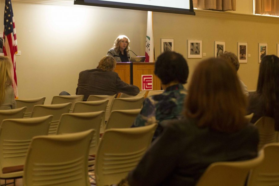 Fresno City College president Carole Goldsmith discusses the colleges accreditation status during a meeting in the Old Administration Building on Thursday, Nov. 9, 2017.