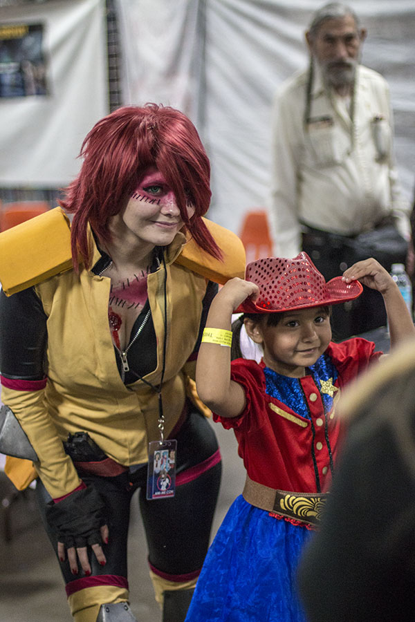 Wynsom Rose, dressed up as Zombina from the anime Monster Musume, poses for a photo with fan Khloe McBride at Ani-Me Con at the Fresno Fairgrounds on March 18, 2017.