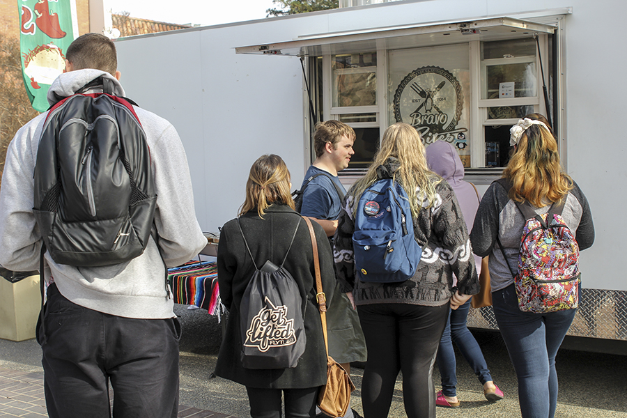 Students wait in line for the food truck on Wednesday, Jan. 24, 2018.