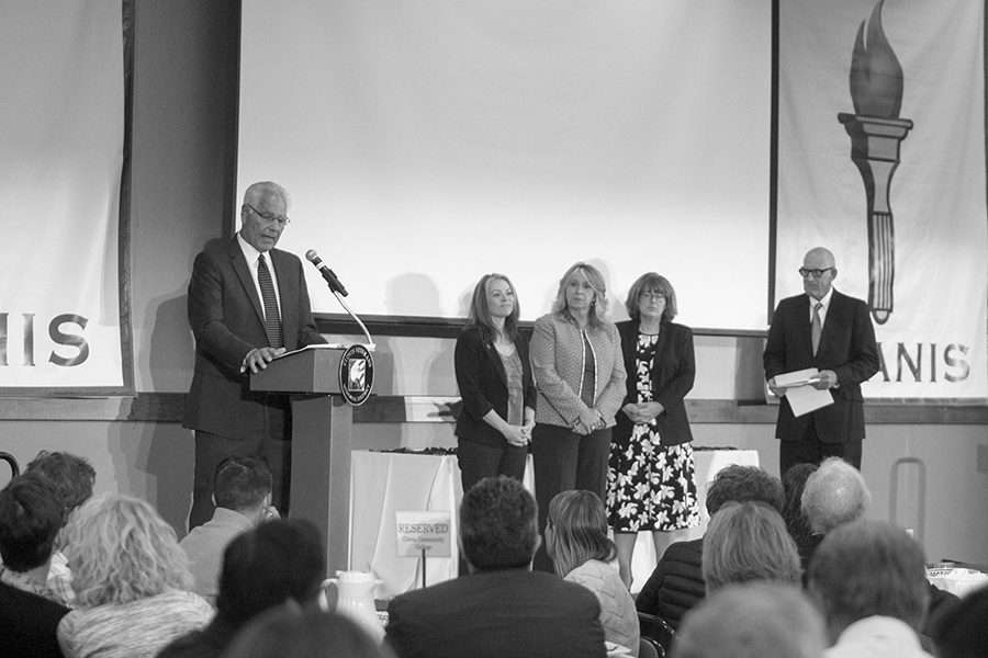 Athletes, coaches and administrators from the State Center Community College District gather at the Clovis Veterans Memorial Hall for the annual Torch Awards on Monday, April 30, 2018. 