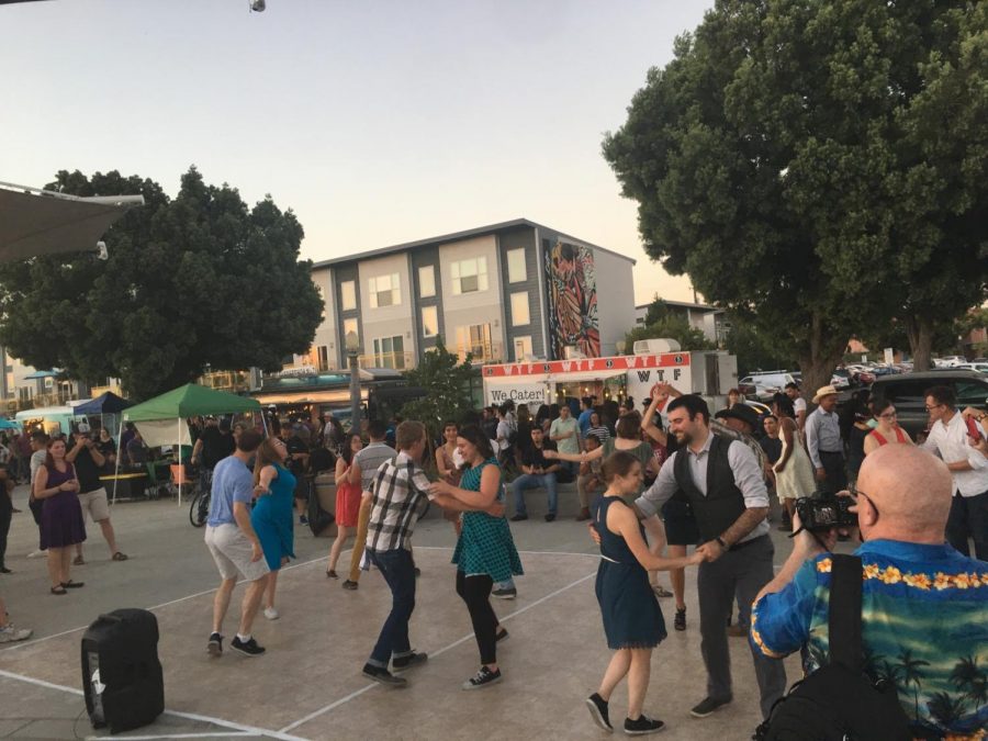 People dancing to jazz at Cultural Arts District Park.  Thursday, Sept. 6, 2018.